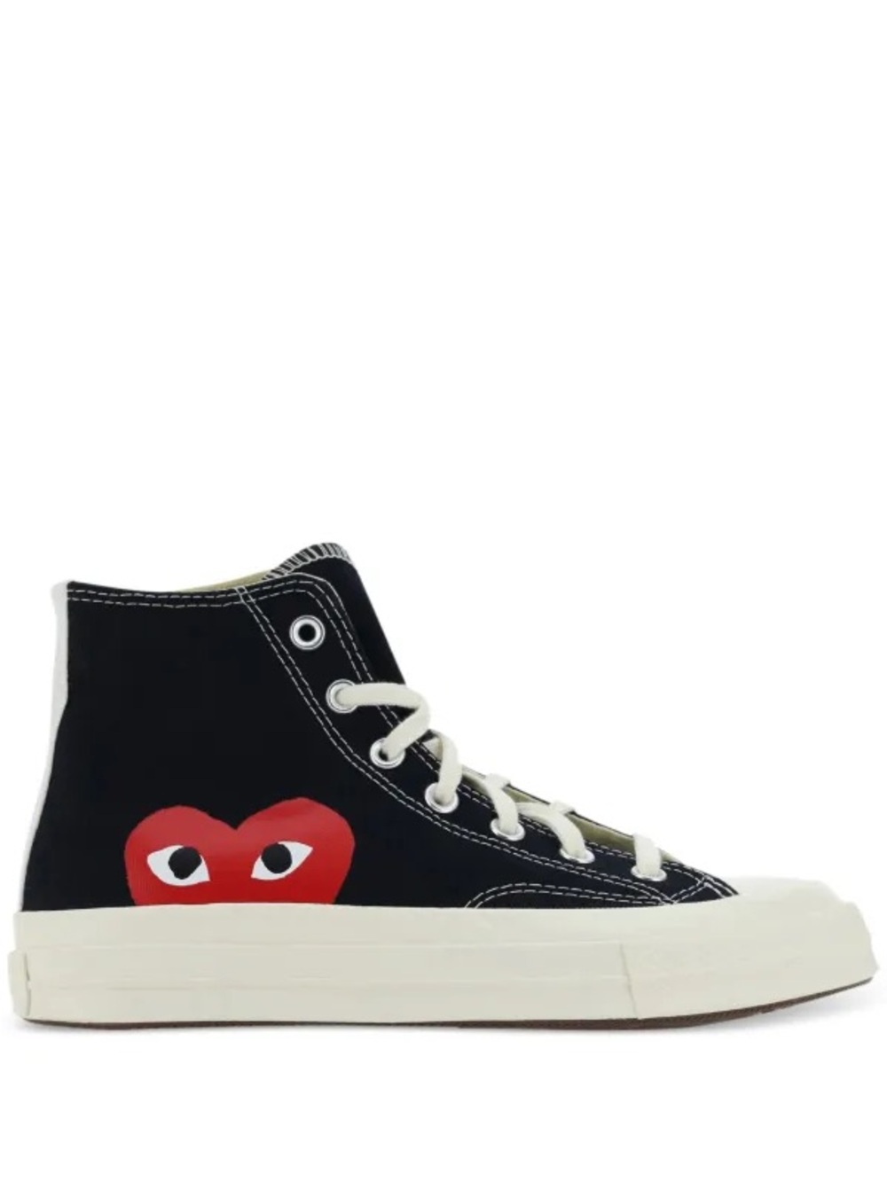 Comme Des Garçons x Converse Black High-Top Sneakers with Red Heart